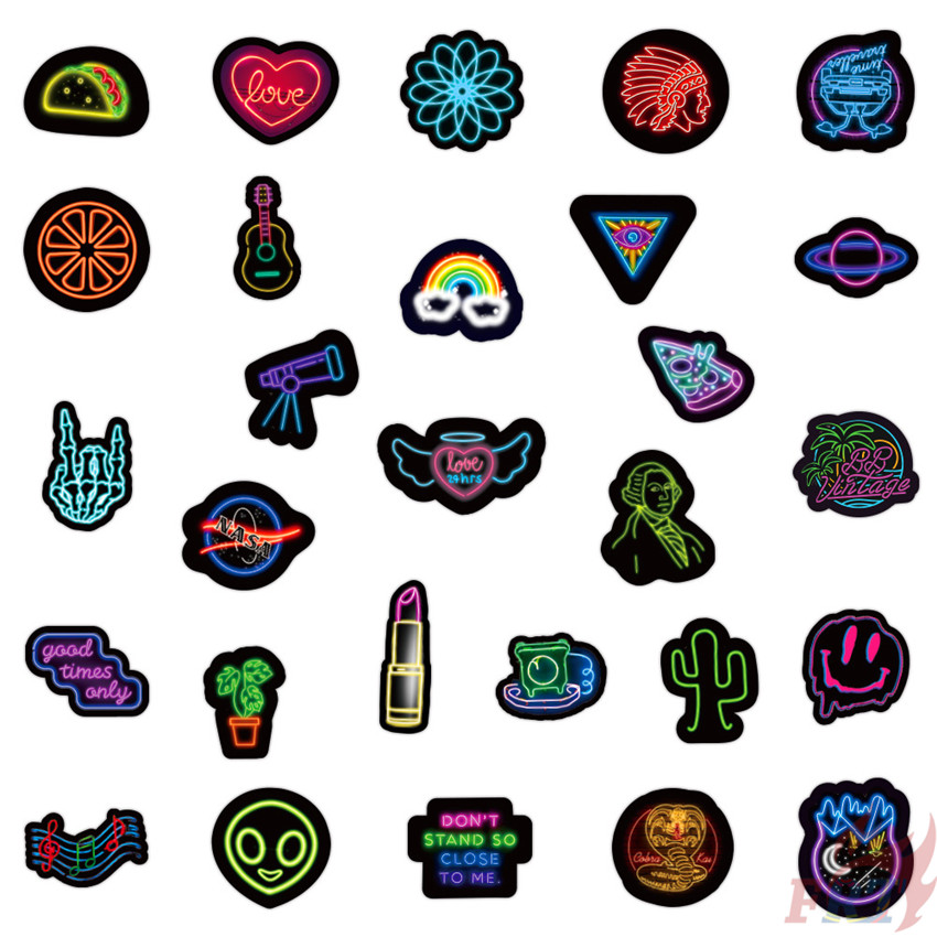 ❉ Neon Color ：VSCO Style - Series 01 JMD Cool Harajuku Graffiti Stickers ❉ 50Pcs/Set Waterproof DIY Fashion Decals Doodle Stickers