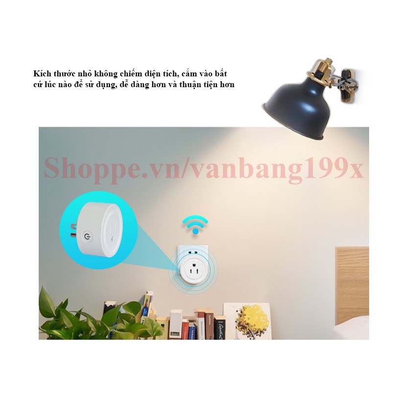 (APP tiếng việt) Ổ cắm điều khiển từ xa qua WIFI, chuẩn USA, có nút bật/tắt trực tiếp, điều khiển giọng nói,có hẹn giờ