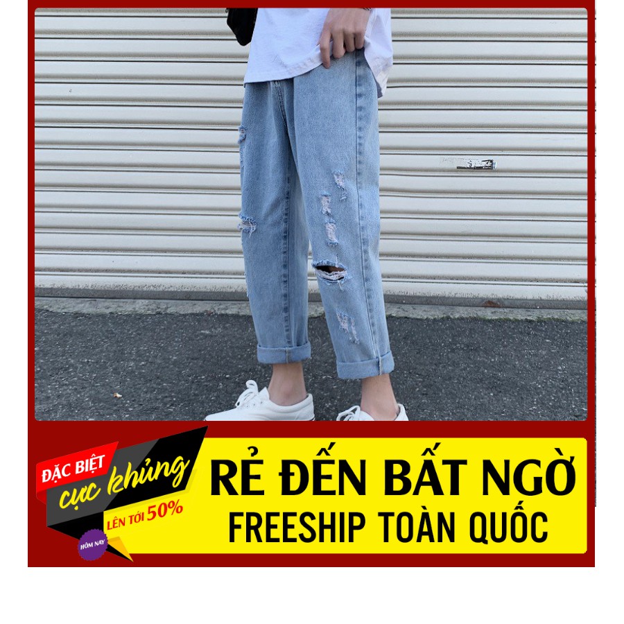 Quần Baggy rách gối dáng suông rộng A1123 by H2v closethes