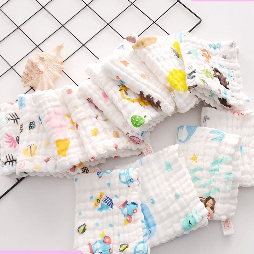 Set 5 khăn xô sữa nhăn 6 lớp LunaBaby