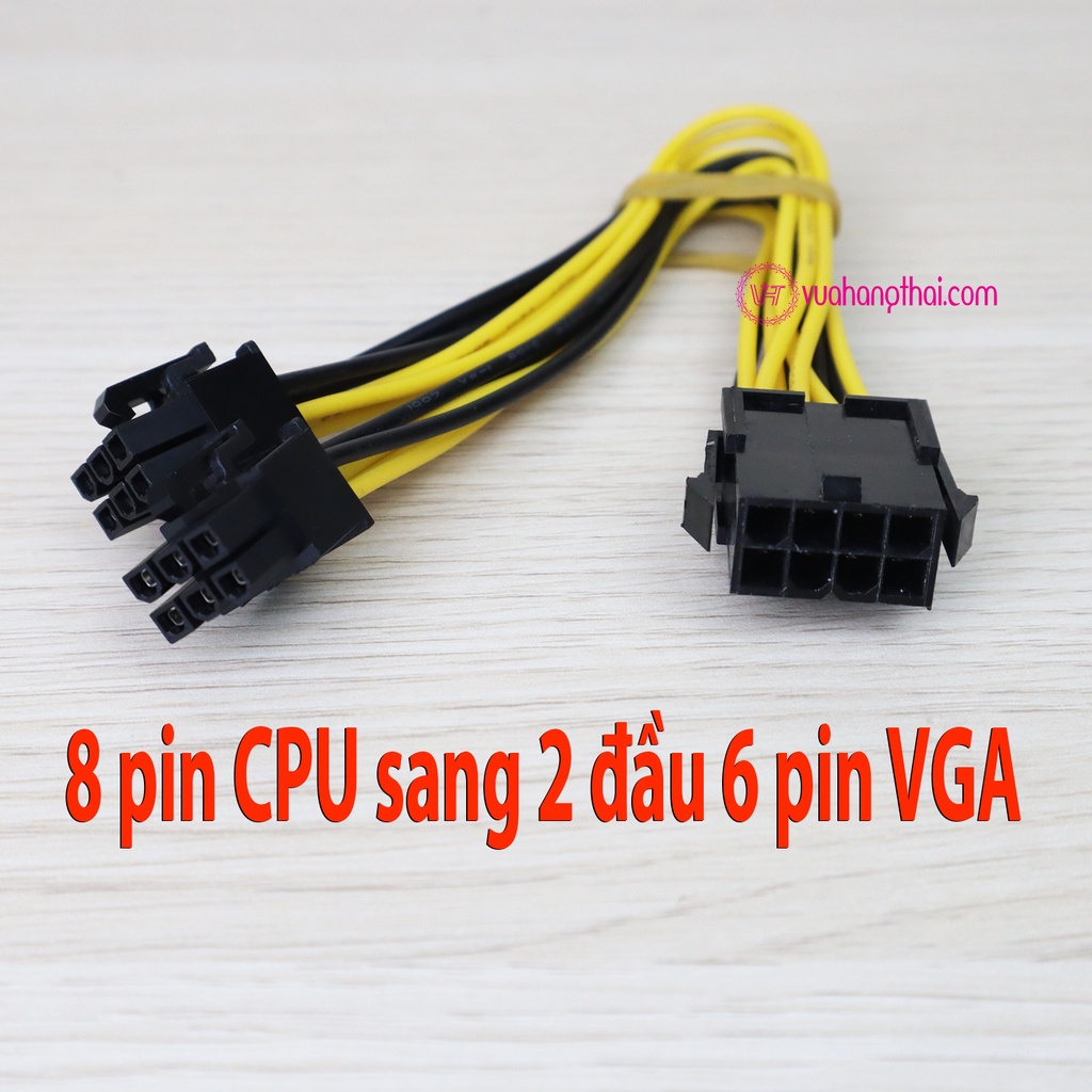 Dây cáp chuyển nguồn 8 pin CPU sang 2 đầu 6 pin nguồn card đồ họa VGA