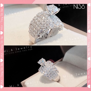 Nhẫn nữ bạc ý 925 cao cấp hột mỹ nhân tạo mã n138 | mi.a trang sức bạc