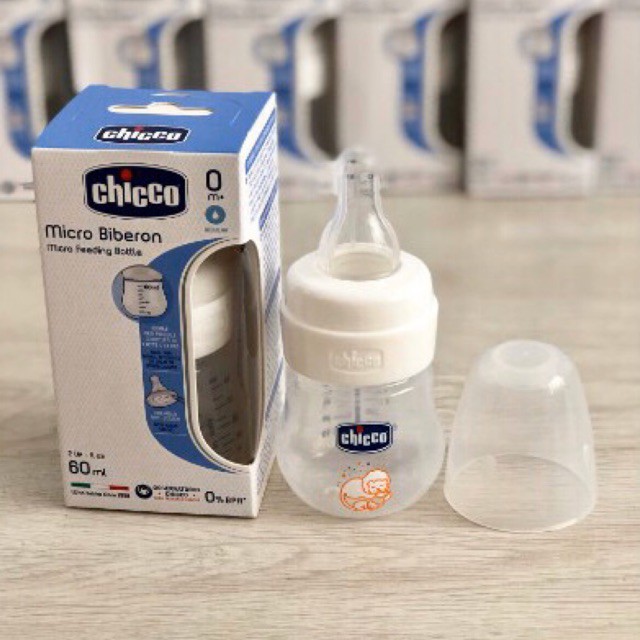 Bình Sữa Sơ Sinh Chicco 60ml đa năng Micro sư tử nhí hàng chính hãng