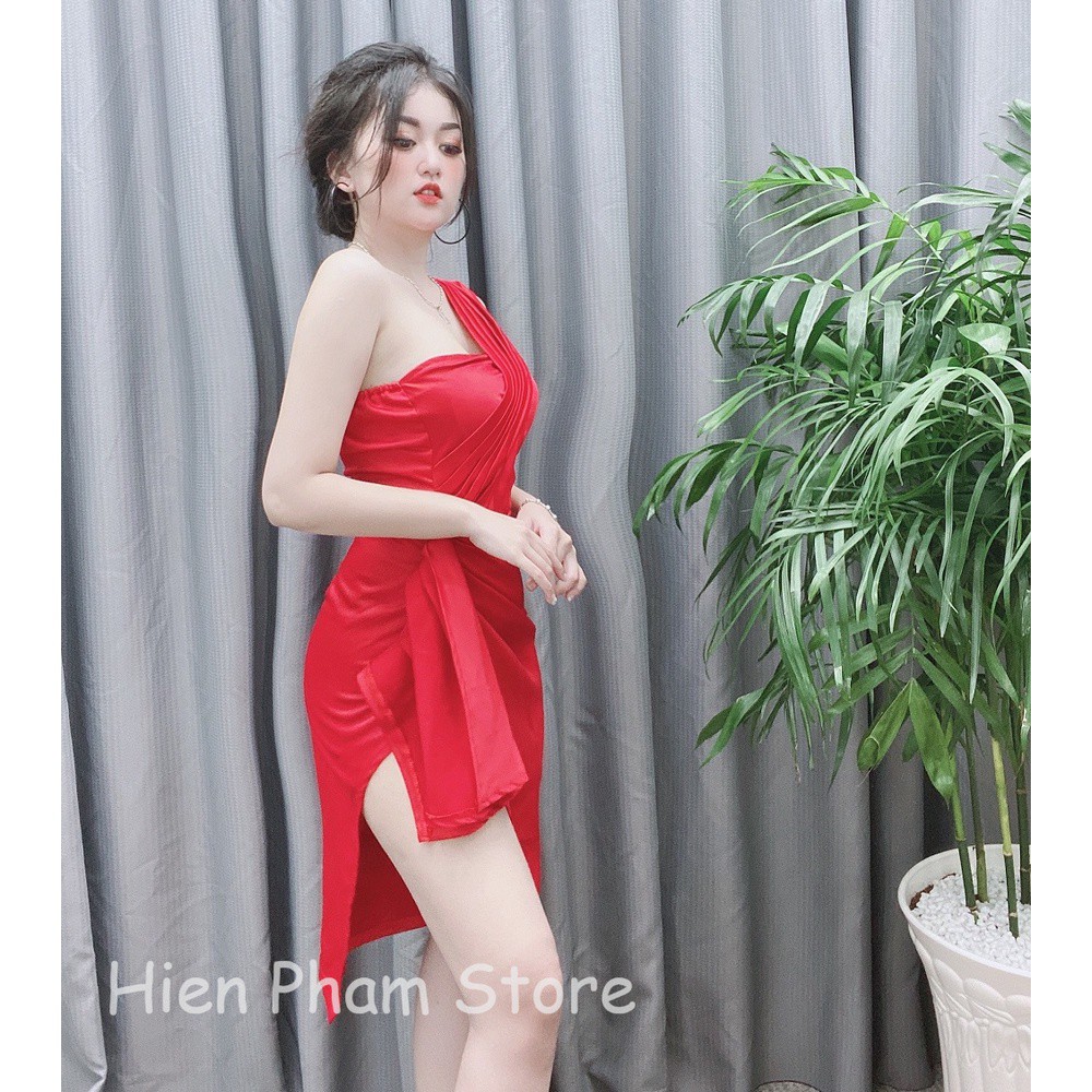 ✔️hienphamstore✔️ Đầm xếp nhúng kiểu thái, xẻ tà, xếp ly bèo rũ sang trọng - DN7263