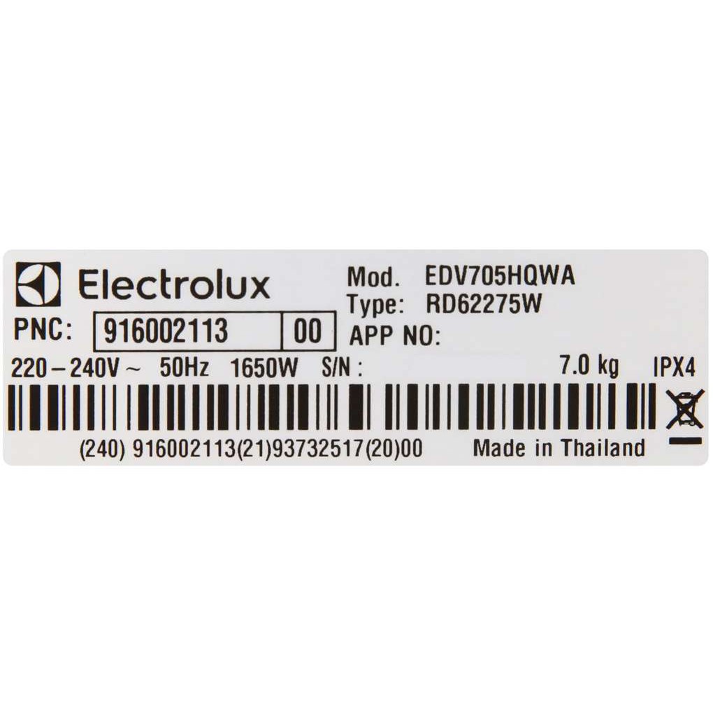 Máy sấy quần áo Elecrolux 7kg EDV705HQWA - Bảo hành chính hãng 2 năm