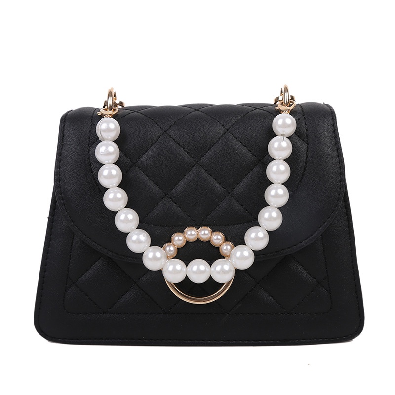 Túi xách messenger IELGY phối chuỗi ngọc trai thời trang gọn nhẹ cho nữ