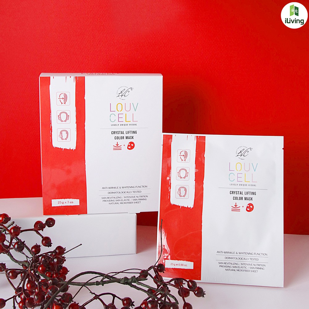 Mặt nạ dưỡng da Hàn Quốc cao cấp Louv Cell Crystal Color Mask 25g [1 hộp-7 miếng]