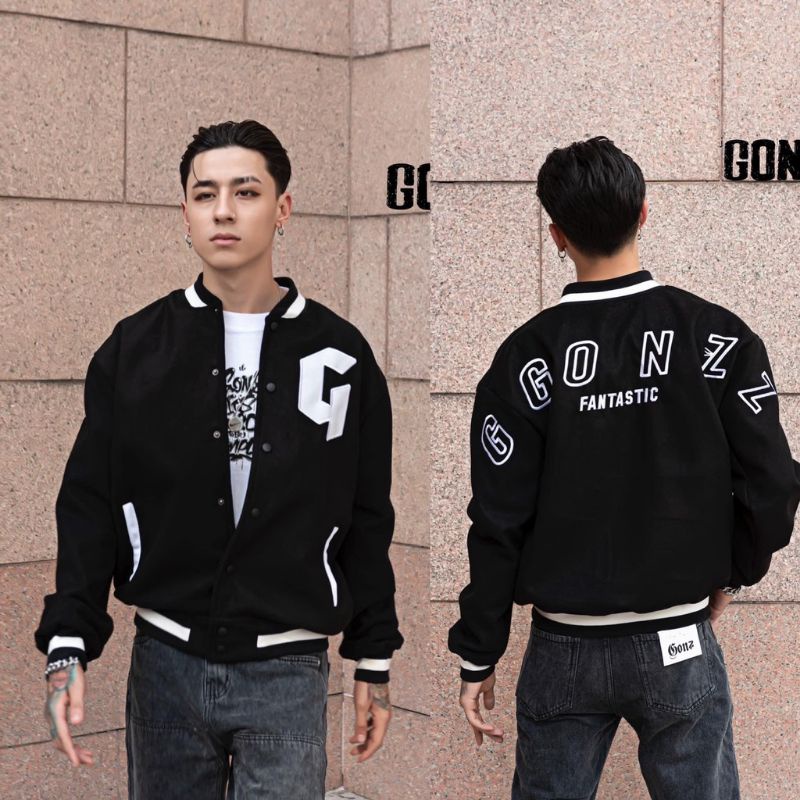 Áo Khoác  Nhung Tăm Jacket Varsity Form Rộng Gonz