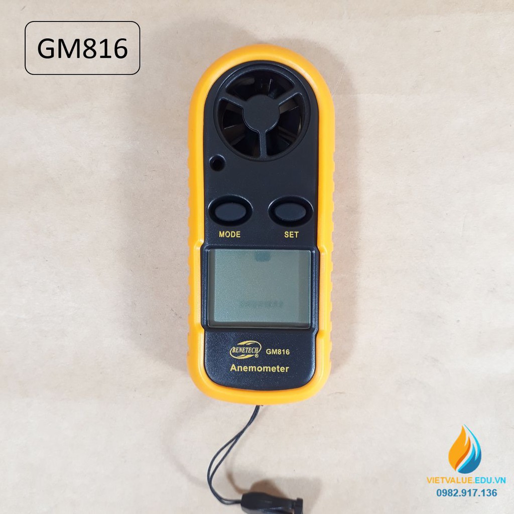 Máy đo tốc độ gió GM816, đo nhiệt độ, hiển thị LCD với độ chính xác cao, nhiều đơn vị chuyển đổi