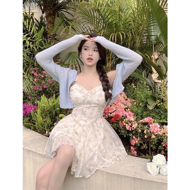 Váy voan hoa nhí 2s cúp ngực xoè dáng ngắn dễ thương
