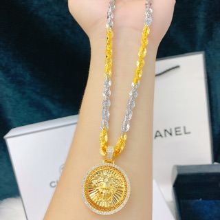 Dây chuyền Italy 2 màu + mặt versace mạ vàng