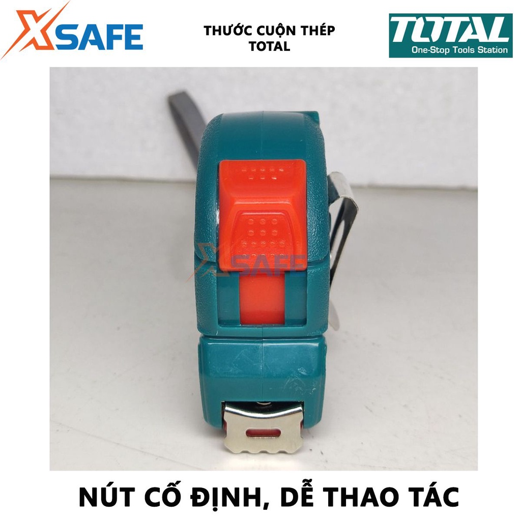 Thước cuộn thép nền vàng TOTAL Thước kéo dài 3-5m, bề rộng lá thước 16-25mm, dây thước thép dẻo cao cấp - [XSAFE]