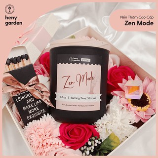 Nến Thơm Cao Cấp Zen Mode (Kèm Video) Heny Garden – Tone Gỗ Bình Yên - Tặng Tinh Dầu Mẫu Thử