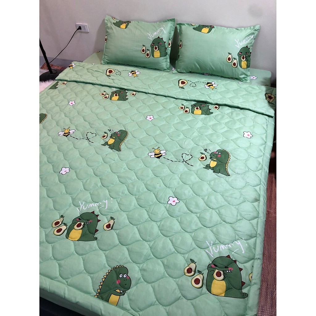 [Mã LIFE20KALL giảm 10% đơn 50K] Bộ ga gối Poly Cotton - Mẫu khủng long bơ | BigBuy360 - bigbuy360.vn