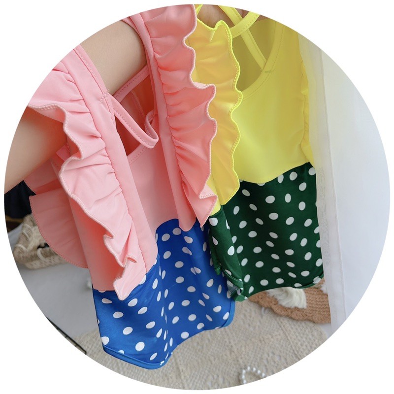 Bikini đồ bơi chấm bi cho bé gái size 10kg-30kg