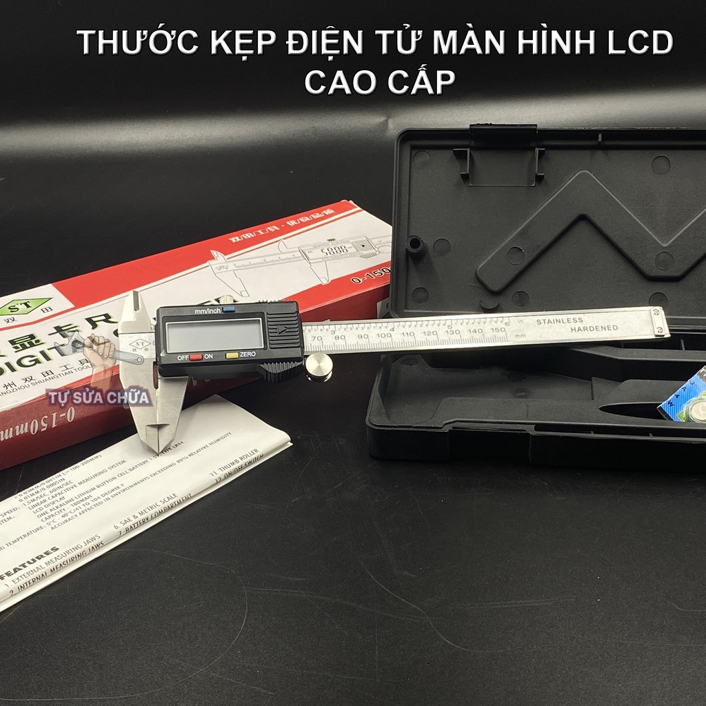 Thước cặp điện tử có màn hình LCD 0-150mm bằng thép không gỉ