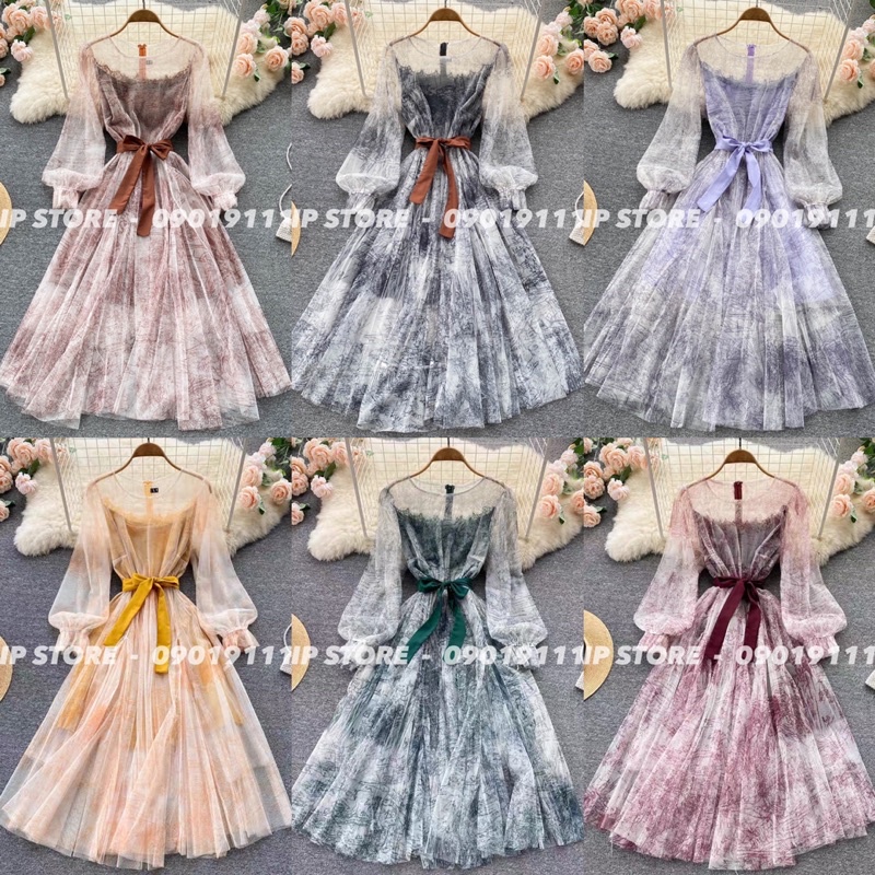 VÁY REN HOẠ TIẾT KOREA CAO CẤP TIỂU THƯ SANG CHẢNH