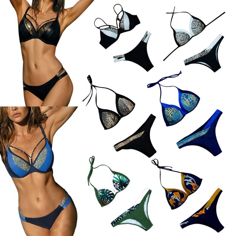 Bộ Bikini Hai Mảnh Cổ Chữ V Khoét Sâu Gợi Cảm Cho Nữ