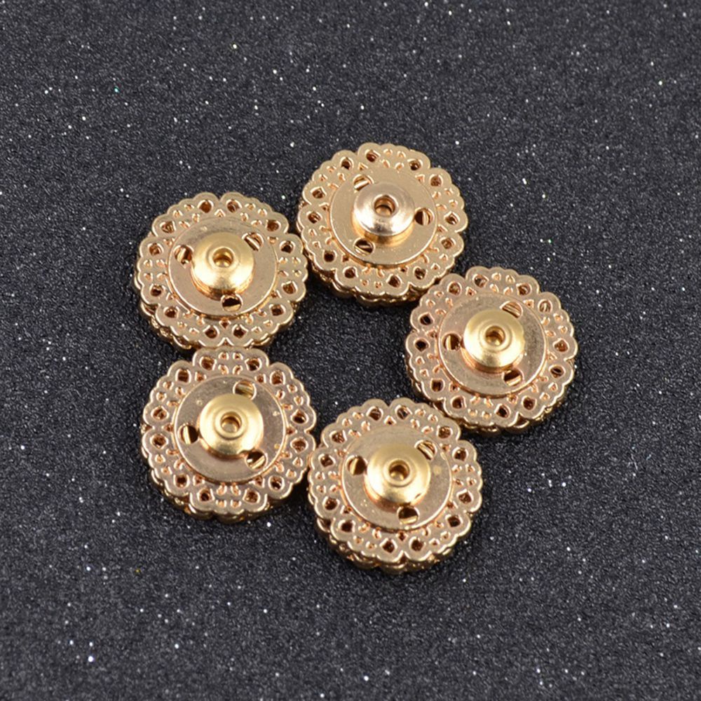 Set 5 nút khóa tròn ẩn màu nối bằng kim loại hình hoa nhiều màu trang trí áo len nylon/áo sweater/áo gió DIY HARRIETT