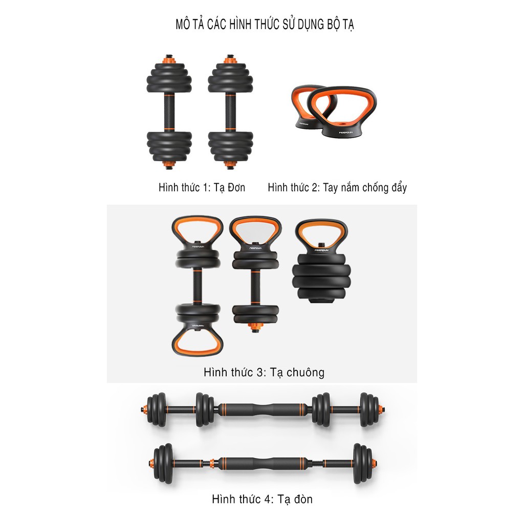 Bộ Tạ Tay Composite FED-1302 Loại 10KG (Bảo hành 12 tháng)