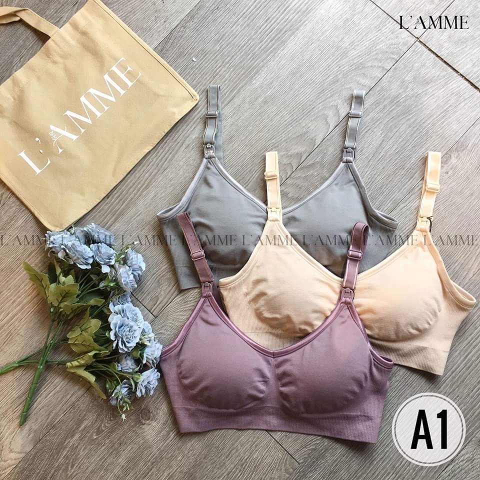 Áo lót bầu và cho con bú sau sinh nâng ngực chống chảy xệ, Áo lót bầu và cho con bú không gọng cotton, spandex COTTON2