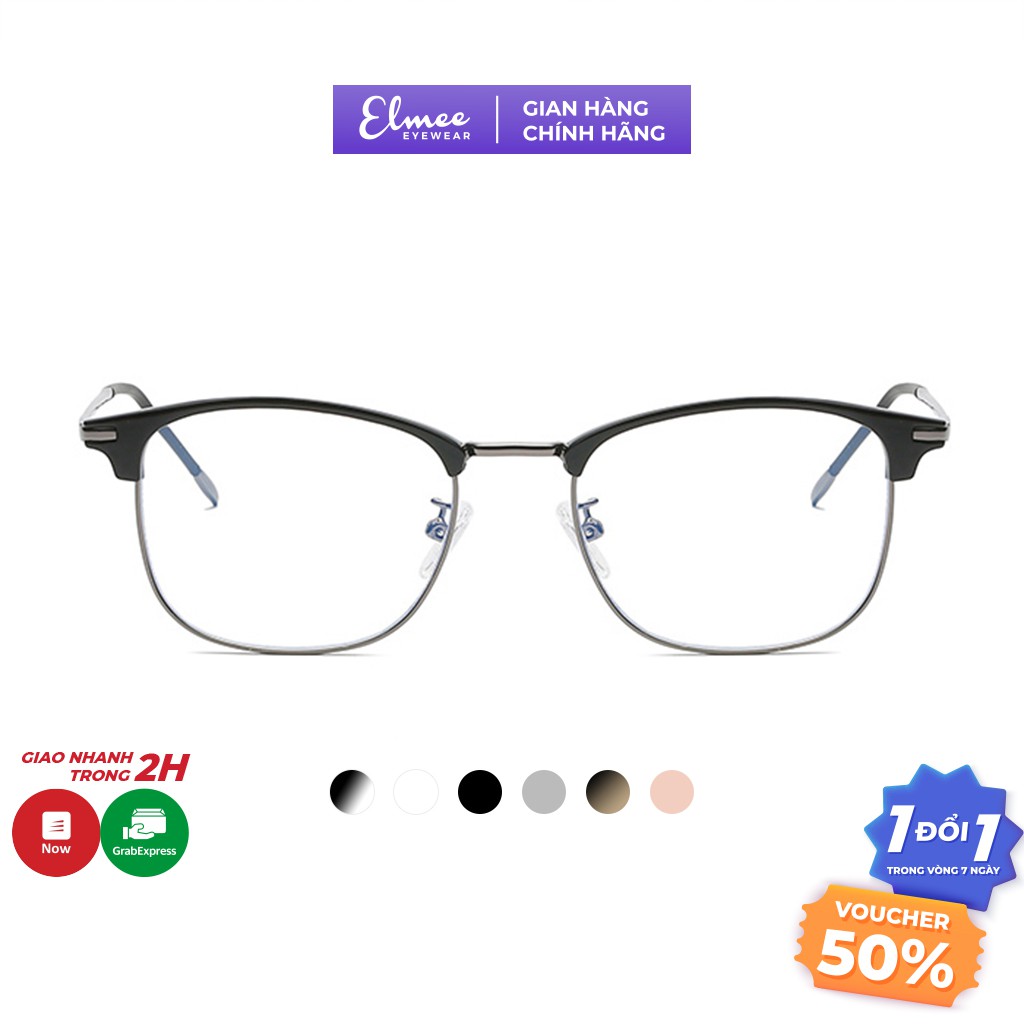 Gọng kính vuông kim loại nửa viền cao cấp Elmee E2317 - dành cho cả nam và nữ