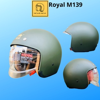 (Bán lỗ để xin đánh giá )Mũ Bảo Hiểm 3/4 Royal M139 kính âm màu xanh rêu bảo hành 12 tháng,Thế Giới Mũ 87