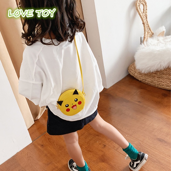 Túi Đeo Chéo Mini Bằng Da Pu Có Khóa Kéo Họa Tiết Hoạt Hình Dễ Thương Cho Bé