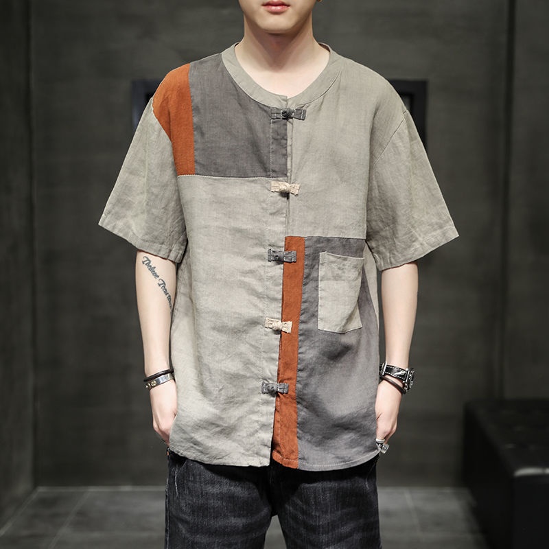 ┋2022 áo sơ mi nam áo sơ mi kích thước lớn áo khoác mùa hè Thương hiệu thời trang Trung Quốc Tang phù hợp với người ăn x