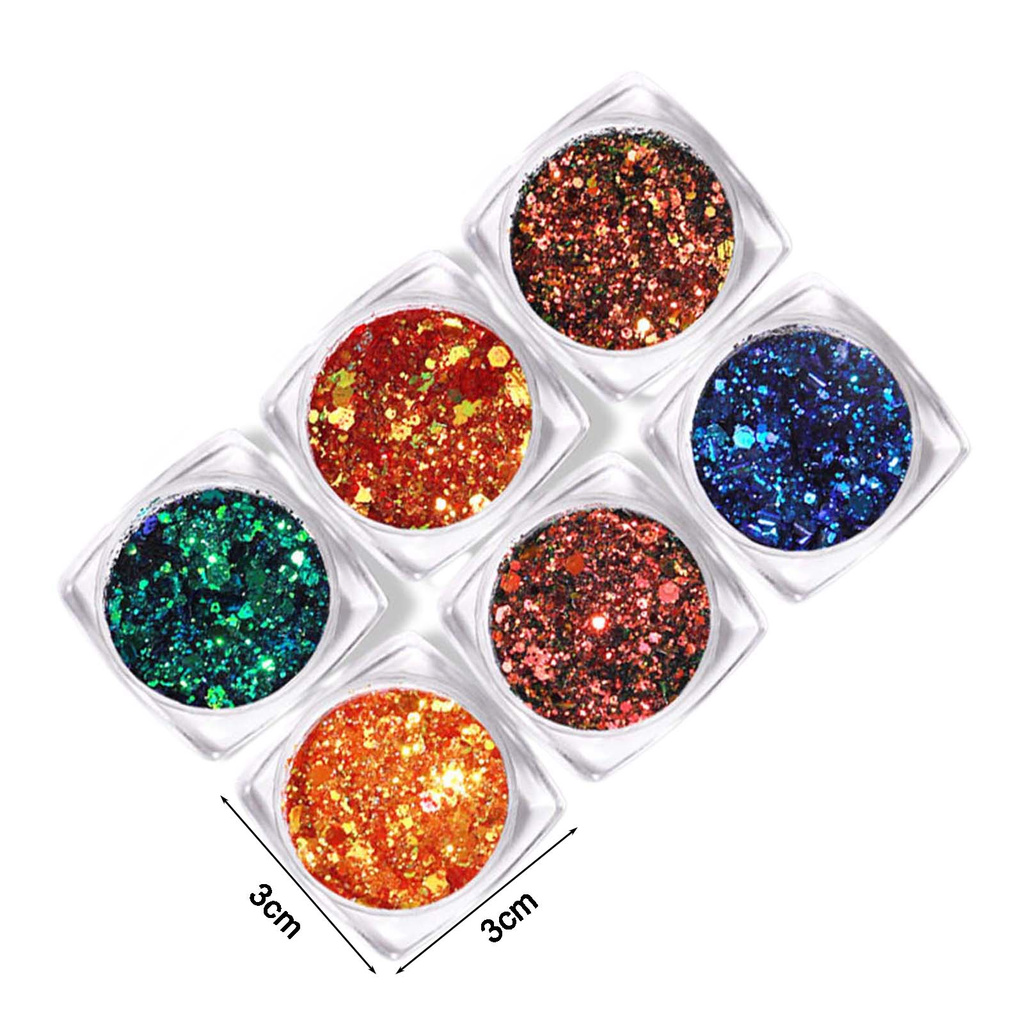 [Hàng mới về] Set 6 Hộp Kim Tuyến Dạ Quang Trang Trí Móng Tay