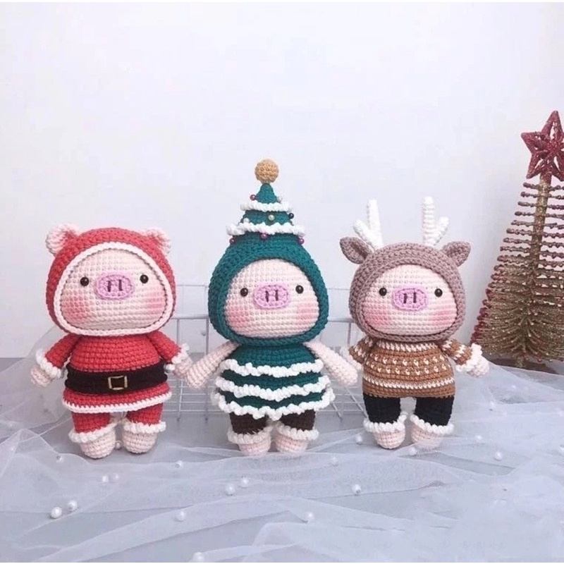 Chủ Đề Heo Halloween - Gói DIY Gói Nguyên Liệu Móc Len - Quà Tặng Handmade Tự Làm [Có hướng dẫn]