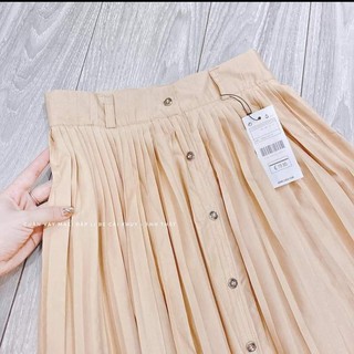 Chân váy xếp ly dài cạp chun