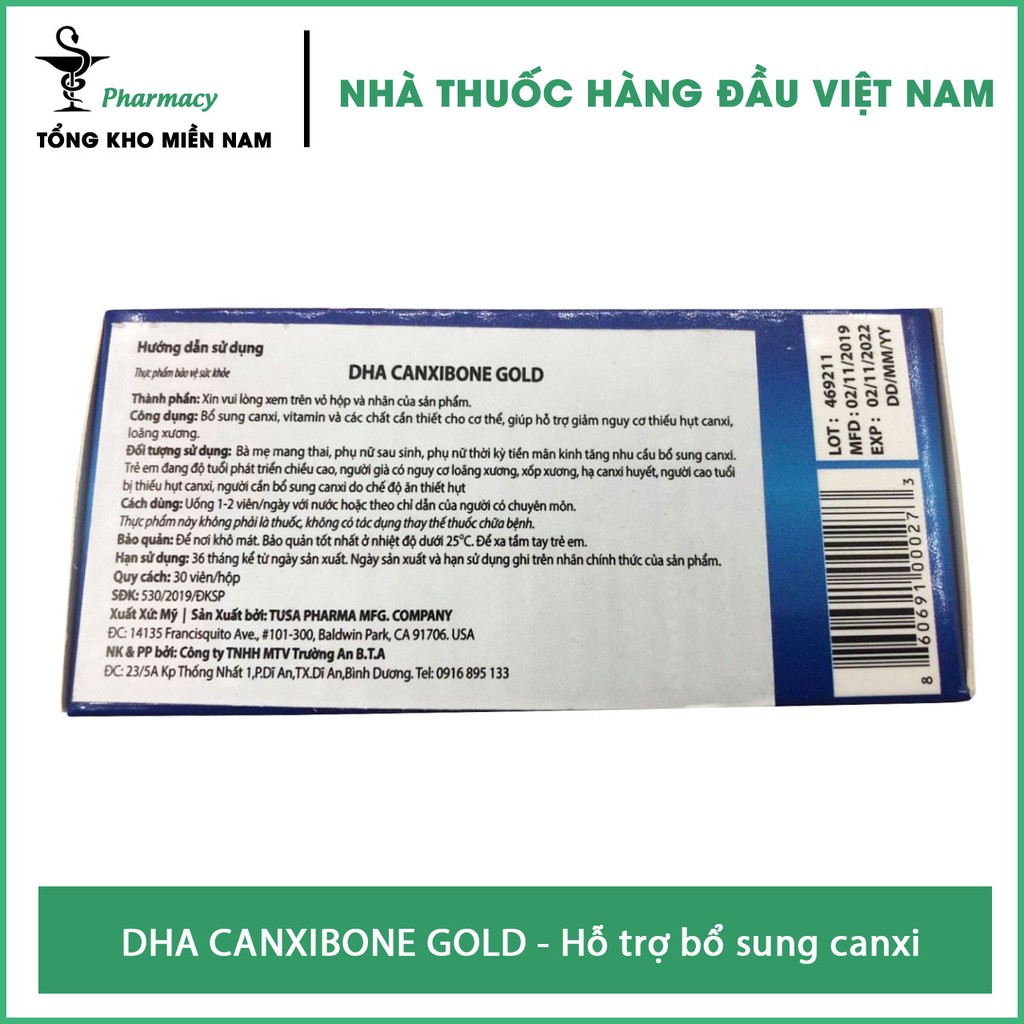 Viên Uống DHA CANXIBONE GOLD - Bổ sung sự thiếu hụt Canxi, Vitamin D3 - Tổng Kho MiềnNam