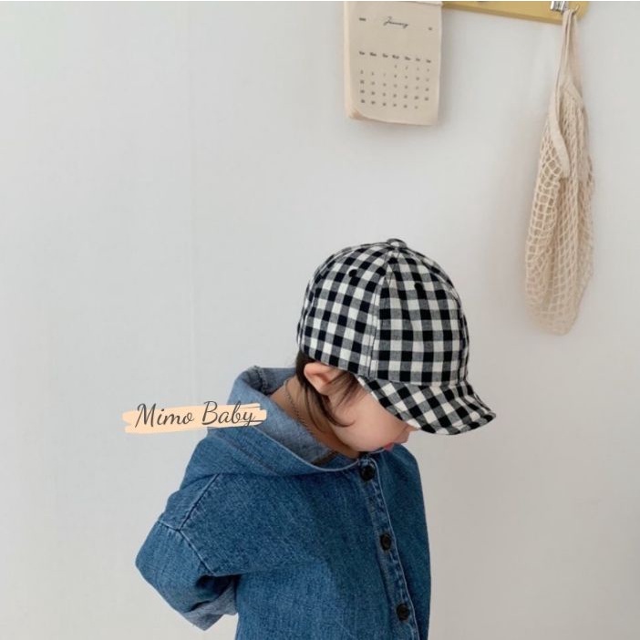 Mũ lưỡi trai mềm họa tiết kẻ caro xinh xắn cho bé MH126 Mimo Baby