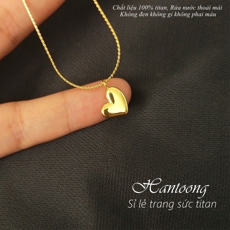Vòng cổ titan nữ không gỉ mạ vàng 18k mặt trái tim dễ thương mẫu mới 2022