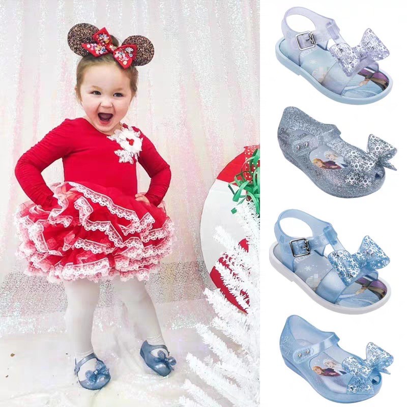 Sandal nơ Frozen nhựa dẻo thơm Melissa cho bé gái