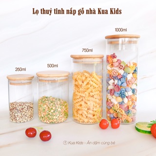 Lọ thuỷ tinh nắp giả gỗ (nhiều size)