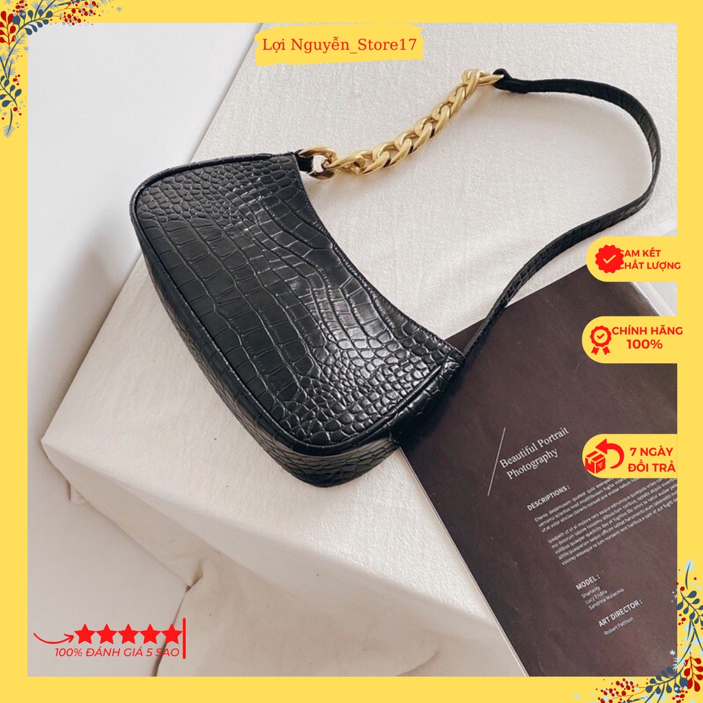 Túi Kẹp Nách da mềm phối xích da rắn siêu hot - Túi kẹp nách da răn trắng đen siêu đẹp