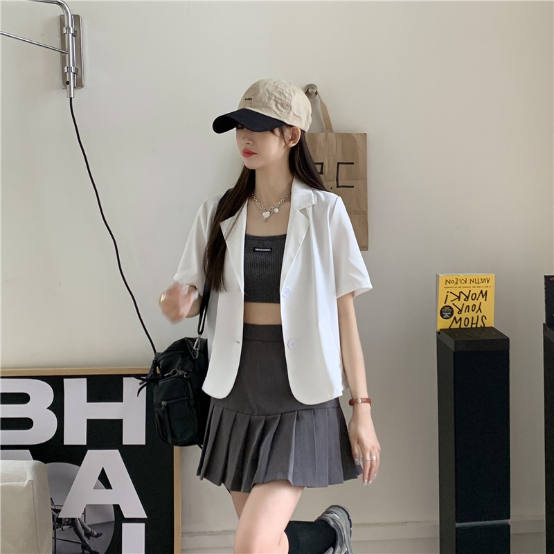 Xiaozhainv Áo Khoác Blazer Tay Ngắn Phong Cách Retro Hàn Quốc Có 5 Màu Cho Nữ | BigBuy360 - bigbuy360.vn