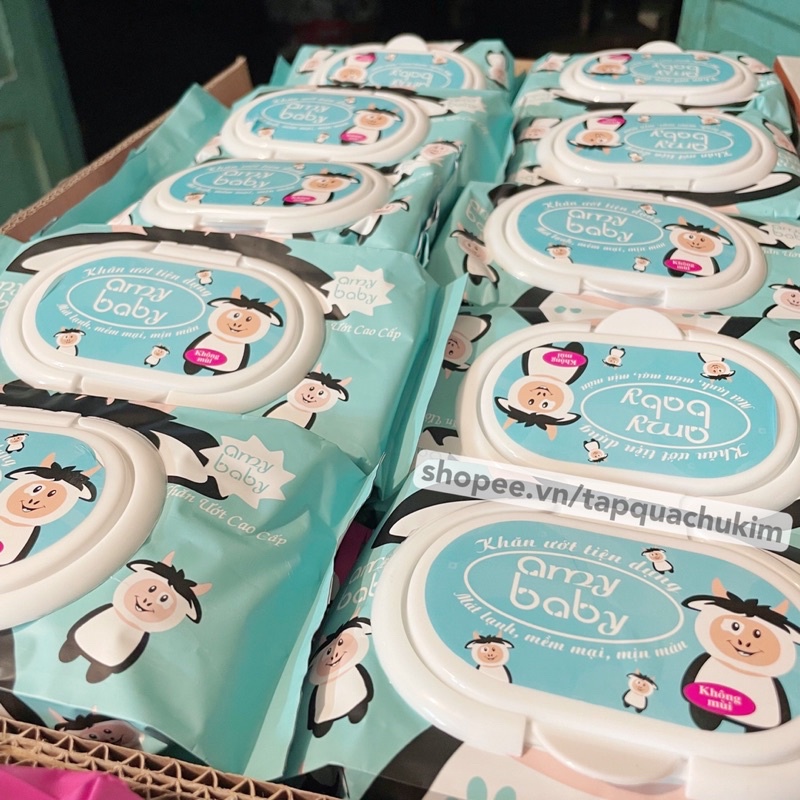 Khăn ướt em bé AMY BABY không mùi 80 TỜ siêu tiết kiệm