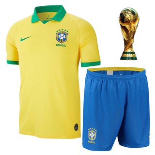 [HÀNG THÁI] Bộ quần áo Bóng Đá BRAZIL - Thun mè dệt kim cao cấp - Tay Ngắn màu Vàng Xanh - KJ SPORT