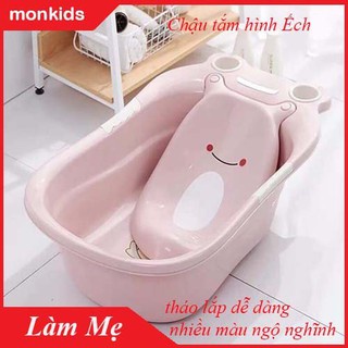 Chậu tắm ếch cho bé hàng Việt Nhật Cao Cấp -Thau tắm cho bé sơ sinh họa tiết dễ thương có tấm đỡ lưng an toàn (MS:2203)
