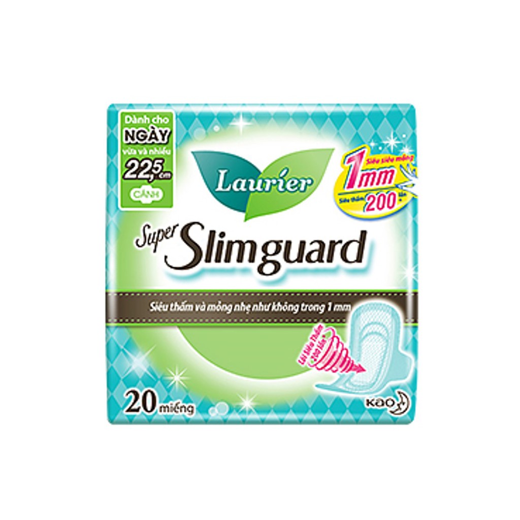 Combo 4 Gói Băng Vệ Sinh Laurier Super Simguard 1mm Siêu Mỏng Cánh tiện lợi (Ban Ngày và Ban Đêm)