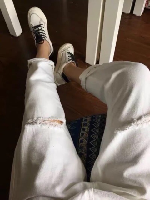 [ Sẵn 2xl 3xl 5xl ] Quần baggy jean có bigsize XL 2XL 3XL 4XL 5XL rách gối trắng đen | BigBuy360 - bigbuy360.vn