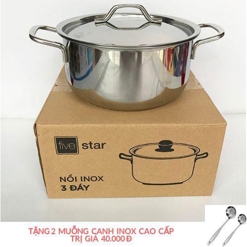 Nồi inox 3 đáy sanwich bếp từ Fivestar Standard 16cm18cm/20cm/24cm/26cm/28cm/30cm Nắp Inox. .tặng 5 Muỗng inox