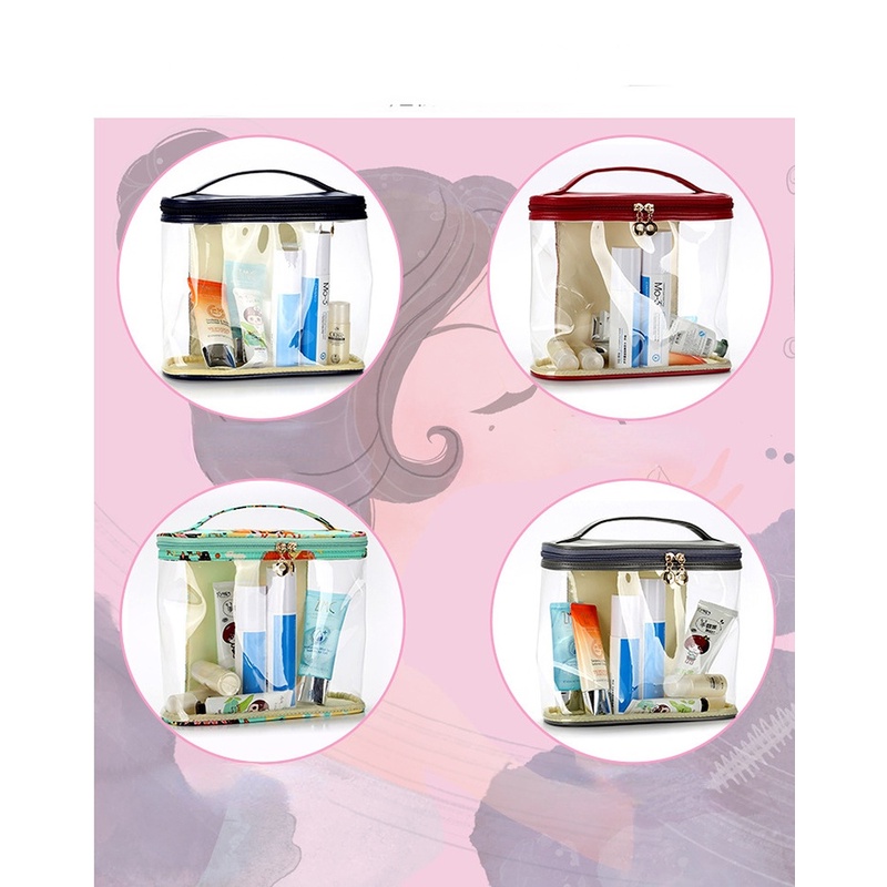 Túi Đựng Mỹ Phẩm Xách Tay Bằng Nhựa PVC Trong Suốt Cỡ Lớn