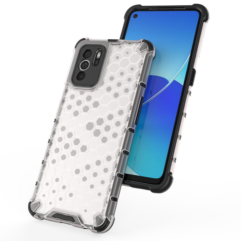 Ốp điện thoại trong suốt vân tổ ong chống rơi đơn giản cho Oppo Reno 6 Z / Reno6Z / Reno6 Z / Reno 6z 5g