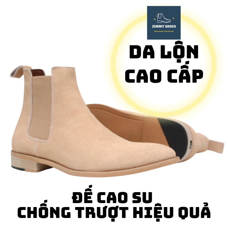 Giày Boots thời trang nam phong cách Chelsea Boots chất liệu màu tan da lộn