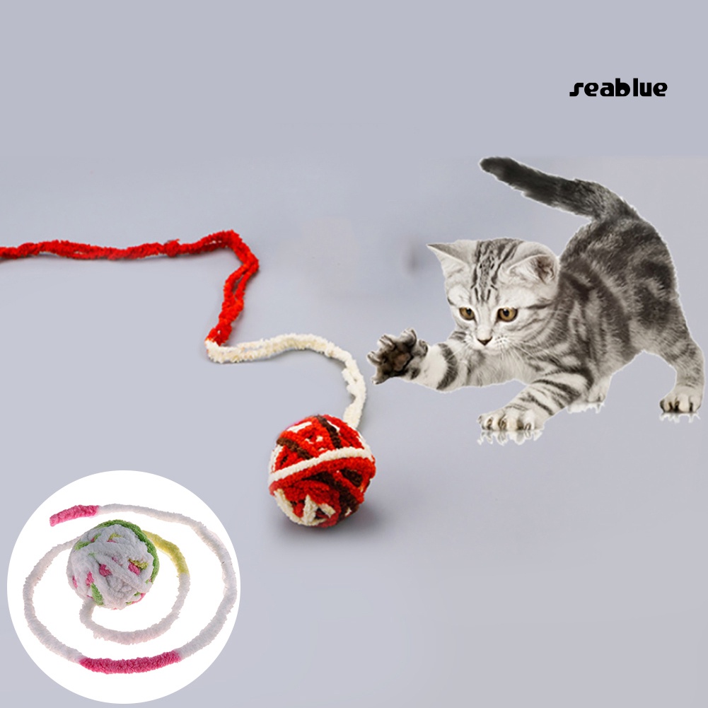 【cat】Cat Kitten Plush Long Rope Rolling Ball Bite Scratch Interactive Chew Pet Toy