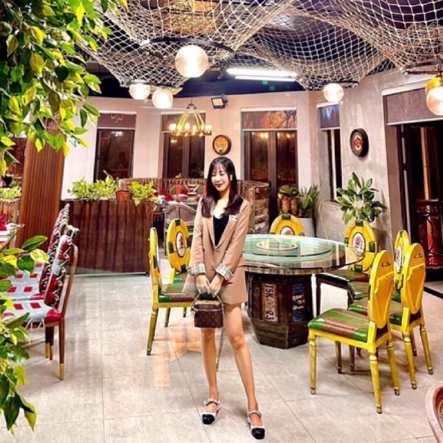 Túi hộp vuông đeo chéo, túi cốp lv mini size 16cm có quai xách tay thời trang hot girl Trung Quốc phối dây xích da